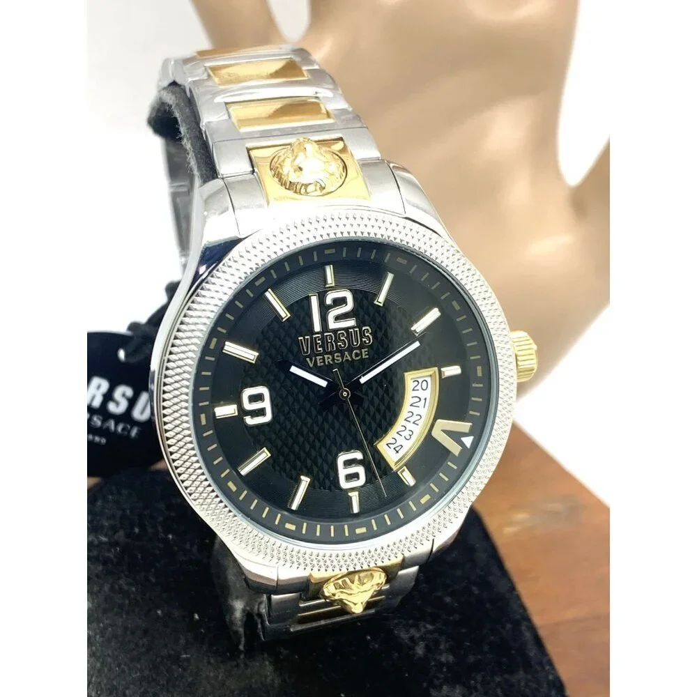 Versus by Versace Men's Watch VSPVT1821 Quartz Black Dial Two Tone Steel 44mm